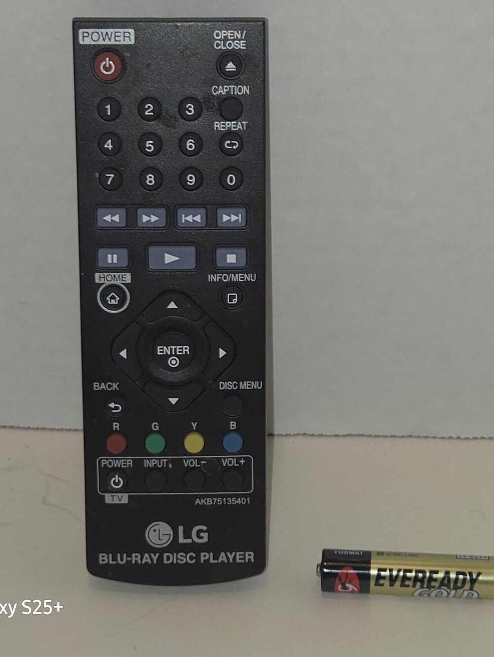 LG Blu-Ray DVD Disc Player Black Remote Control (Model AKB75135401) w/ Battery